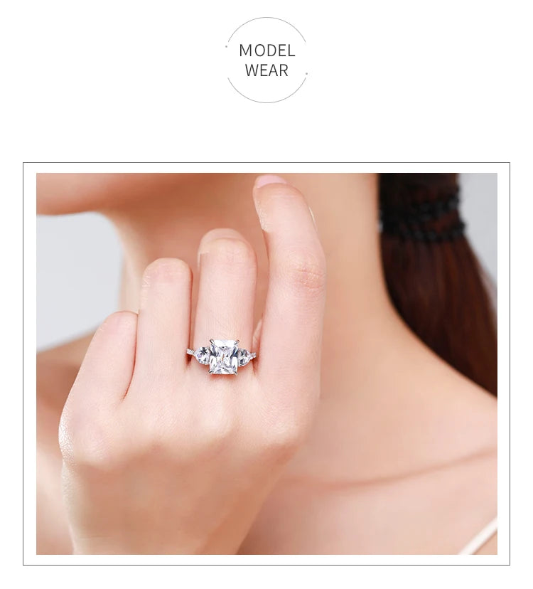 Ailmay Exquisite Luxury Rectangle 3ct AAAAA CZ Ring 925 Sterling Silver Rings For Women Wedding Engagement Fine Female Jewelry