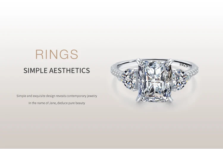 Ailmay Exquisite Luxury Rectangle 3ct AAAAA CZ Ring 925 Sterling Silver Rings For Women Wedding Engagement Fine Female Jewelry