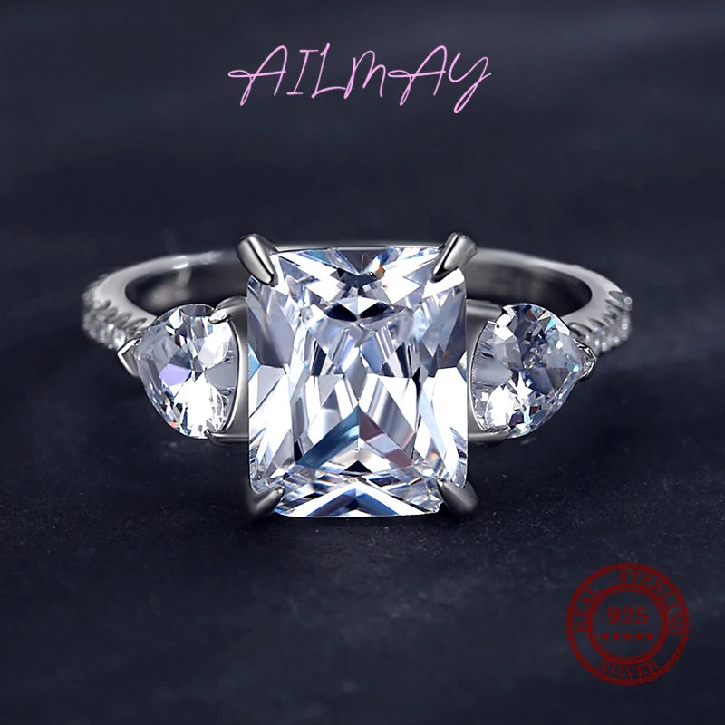 Ailmay Exquisite Luxury Rectangle 3ct AAAAA CZ Ring 925 Sterling Silver Rings For Women Wedding Engagement Fine Female Jewelry