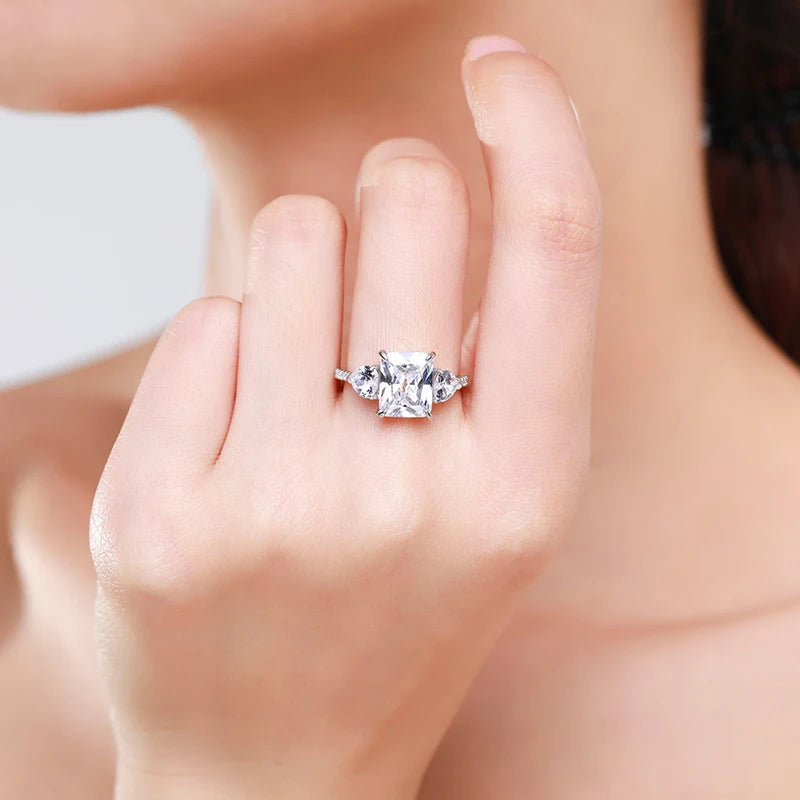 Ailmay Exquisite Luxury Rectangle 3ct AAAAA CZ Ring 925 Sterling Silver Rings For Women Wedding Engagement Fine Female Jewelry