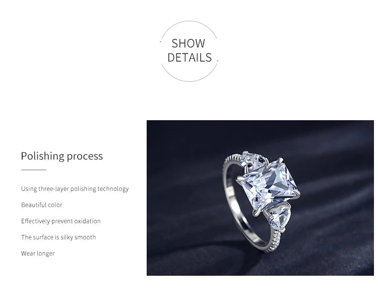 Ailmay Exquisite Luxury Rectangle 3ct AAAAA CZ Ring 925 Sterling Silver Rings For Women Wedding Engagement Fine Female Jewelry