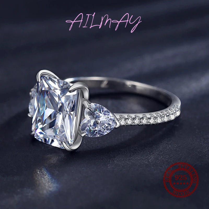 Ailmay Exquisite Luxury Rectangle 3ct AAAAA CZ Ring 925 Sterling Silver Rings For Women Wedding Engagement Fine Female Jewelry