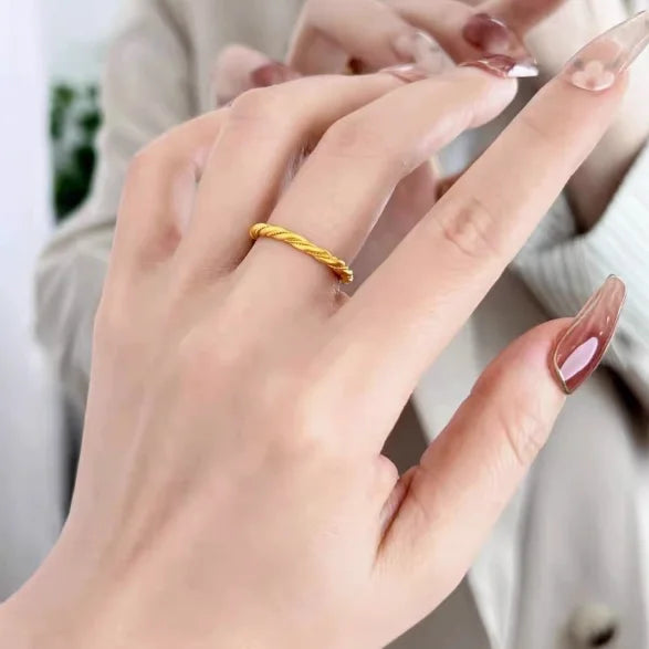 24k pure gold wedding twist rings