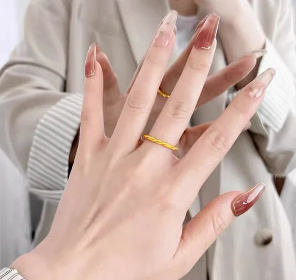 24k pure gold wedding twist rings