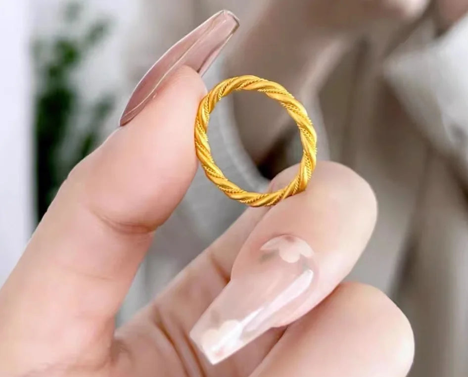 24k pure gold wedding twist rings