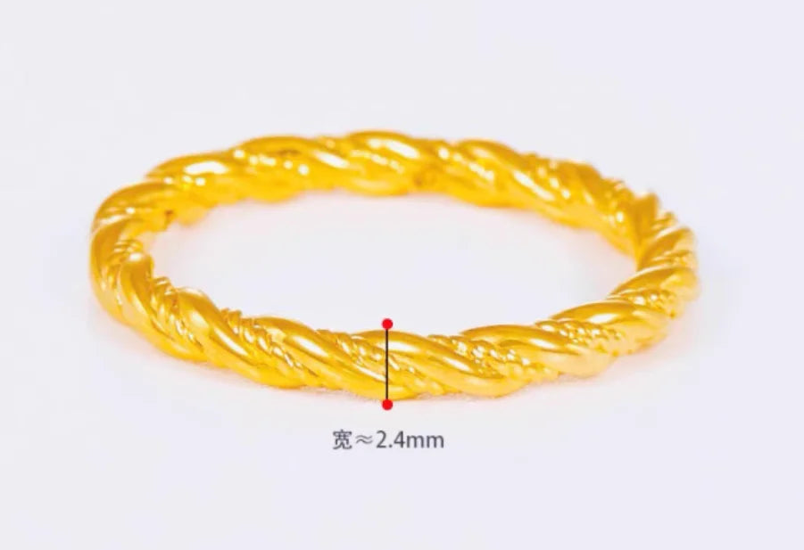 24k pure gold wedding twist rings