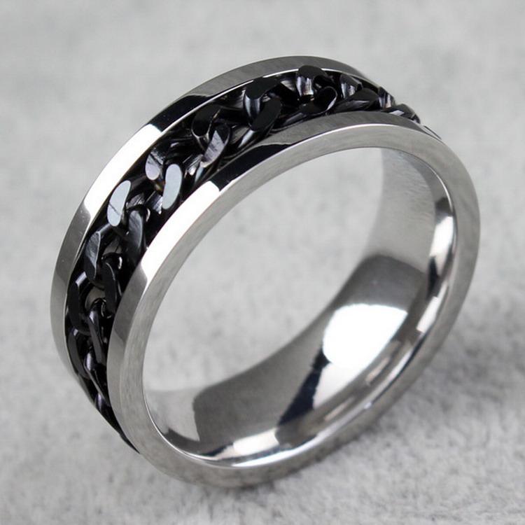 BC Jewelry Fashion Spinner Chain Ring For Men Gold & Black & Silver