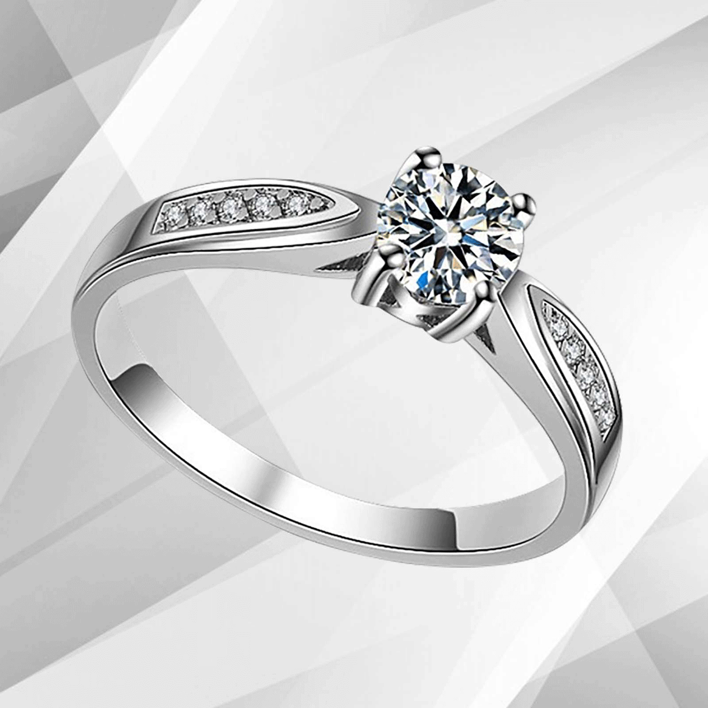 2.0Ct Round-Cut 11 Diamonds Solitaire Bridal Engagement Ring 18K White