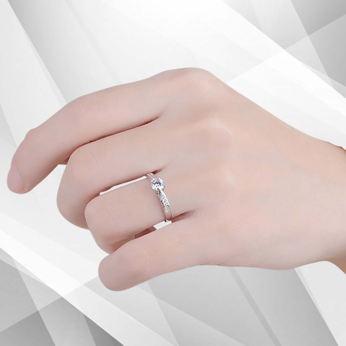 2.0Ct Round-Cut 11 Diamonds Solitaire Bridal Engagement Ring 18K White