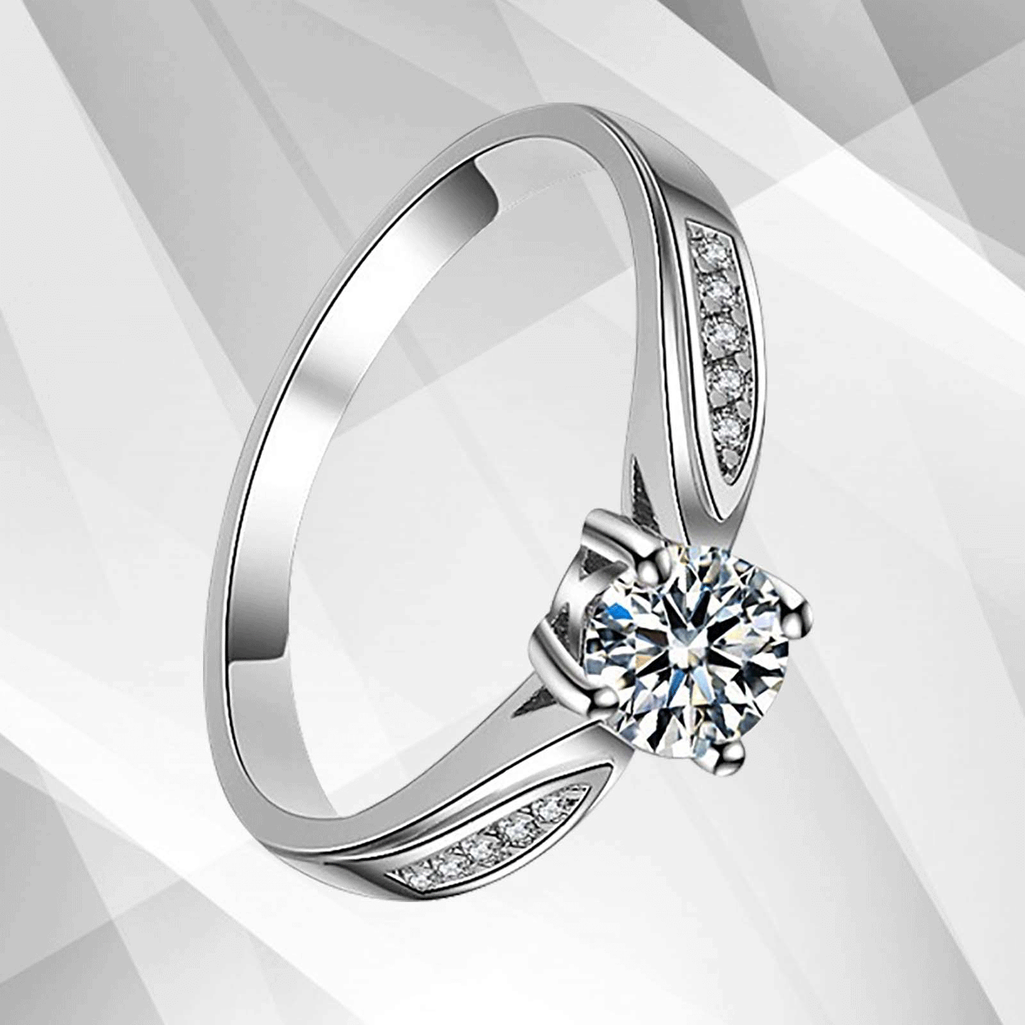 2.0Ct Round-Cut 11 Diamonds Solitaire Bridal Engagement Ring 18K White
