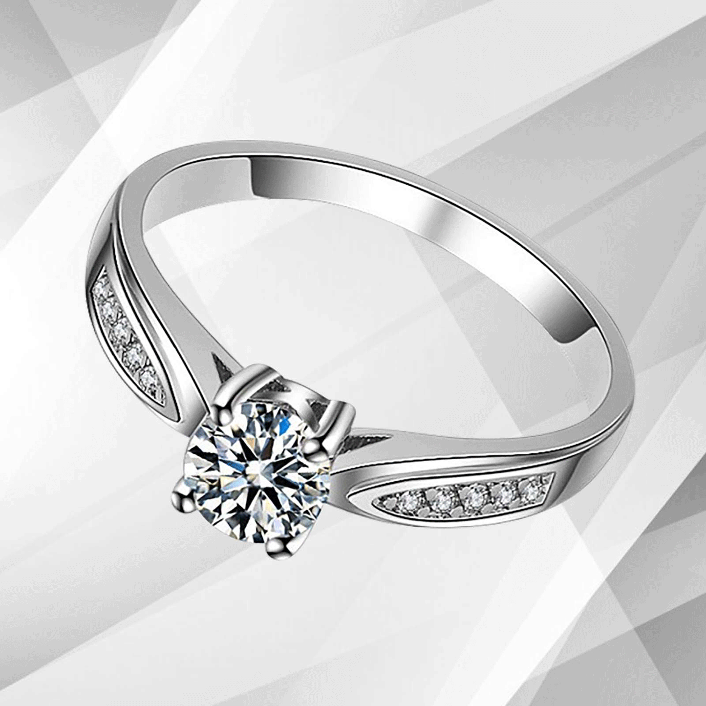 2.0Ct Round-Cut 11 Diamonds Solitaire Bridal Engagement Ring 18K White
