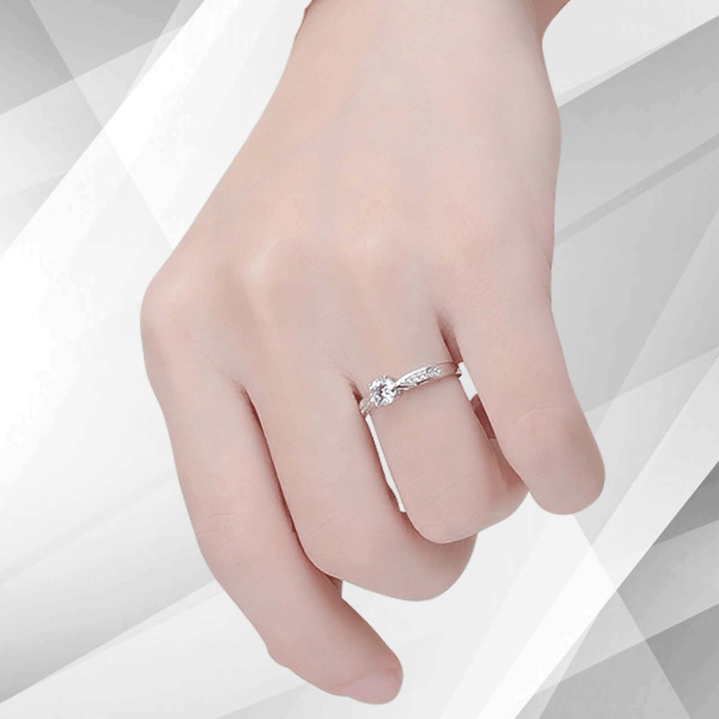 2.0Ct Round-Cut 11 Diamonds Solitaire Bridal Engagement Ring 18K White