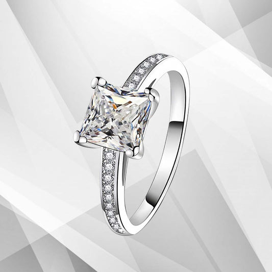 3.2Ct Princess-Cut Diamond Solitaire Bridal Engagement Ring 18Ct White