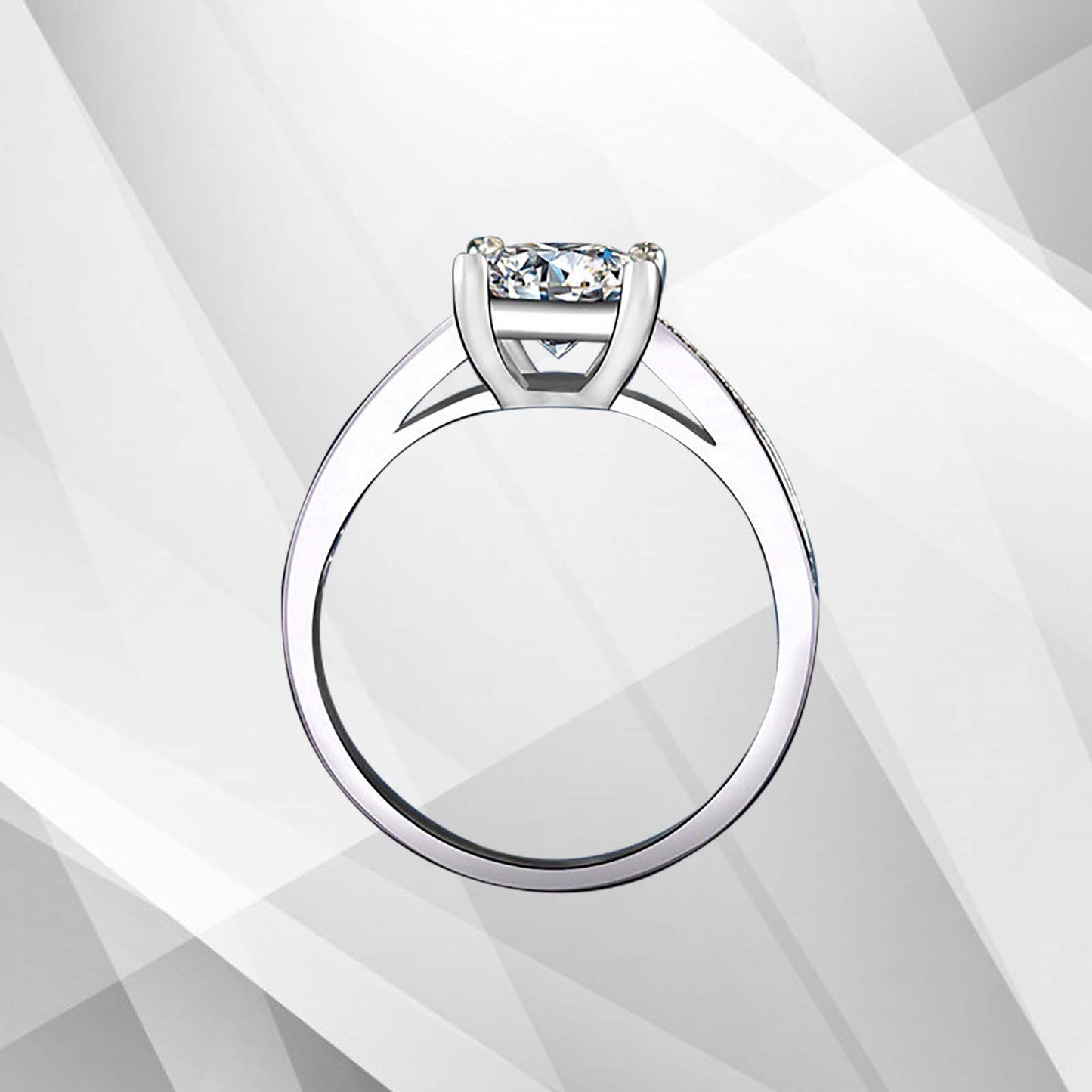 3.2Ct Princess-Cut Diamond Solitaire Bridal Engagement Ring 18Ct White