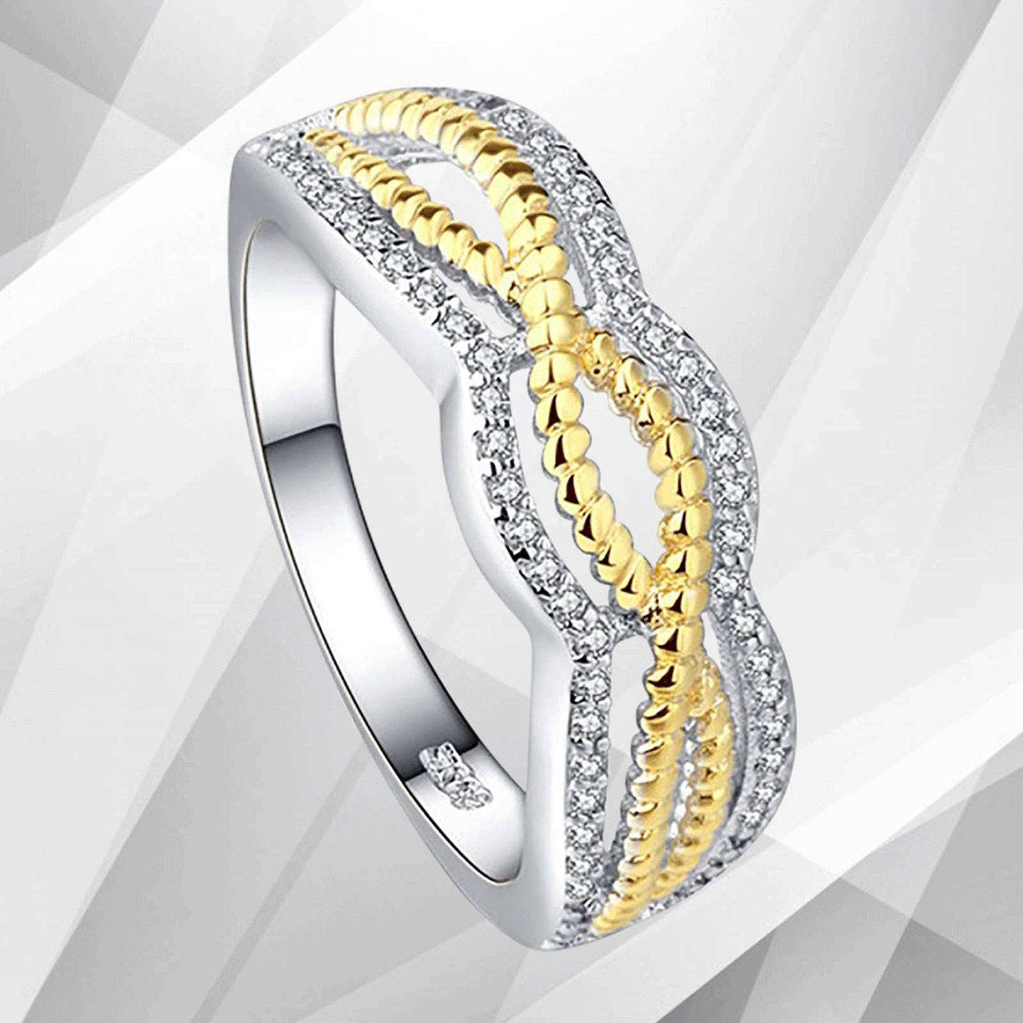 0.35Ct 60 CZ Diamonds Bridal Engagement Band Ring 18Ct Rose And White