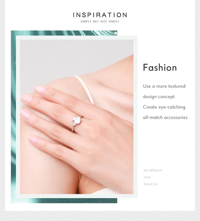 Modian 100% 925 Sterling Silver Luxury Rectangle Emerald Cut 2CT Clear AAAAA CZ Finger Rings For Women Statement Wedding Jewelry