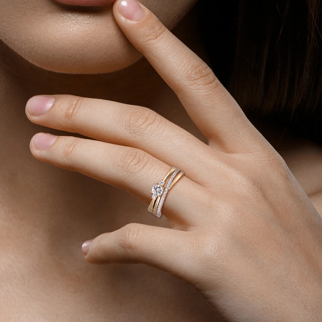 VISTOSO Gold Rings For Women Genuine 9K 375 Yellow Gold Ring Sparkling White CZ Promise Band Rings  Anniversary Fine Jewelry