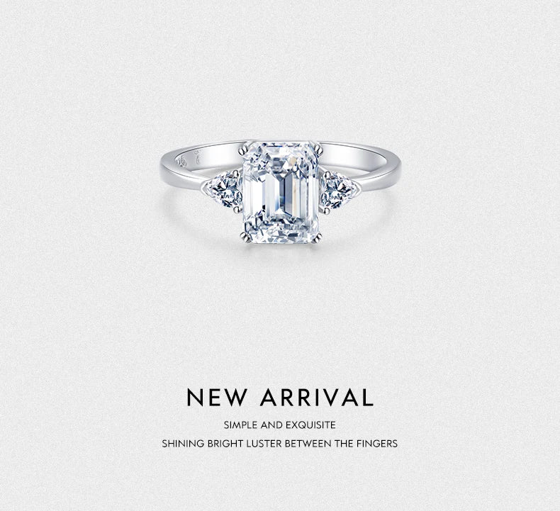 Modian 100% 925 Sterling Silver Luxury Rectangle Emerald Cut 2CT Clear AAAAA CZ Finger Rings For Women Statement Wedding Jewelry