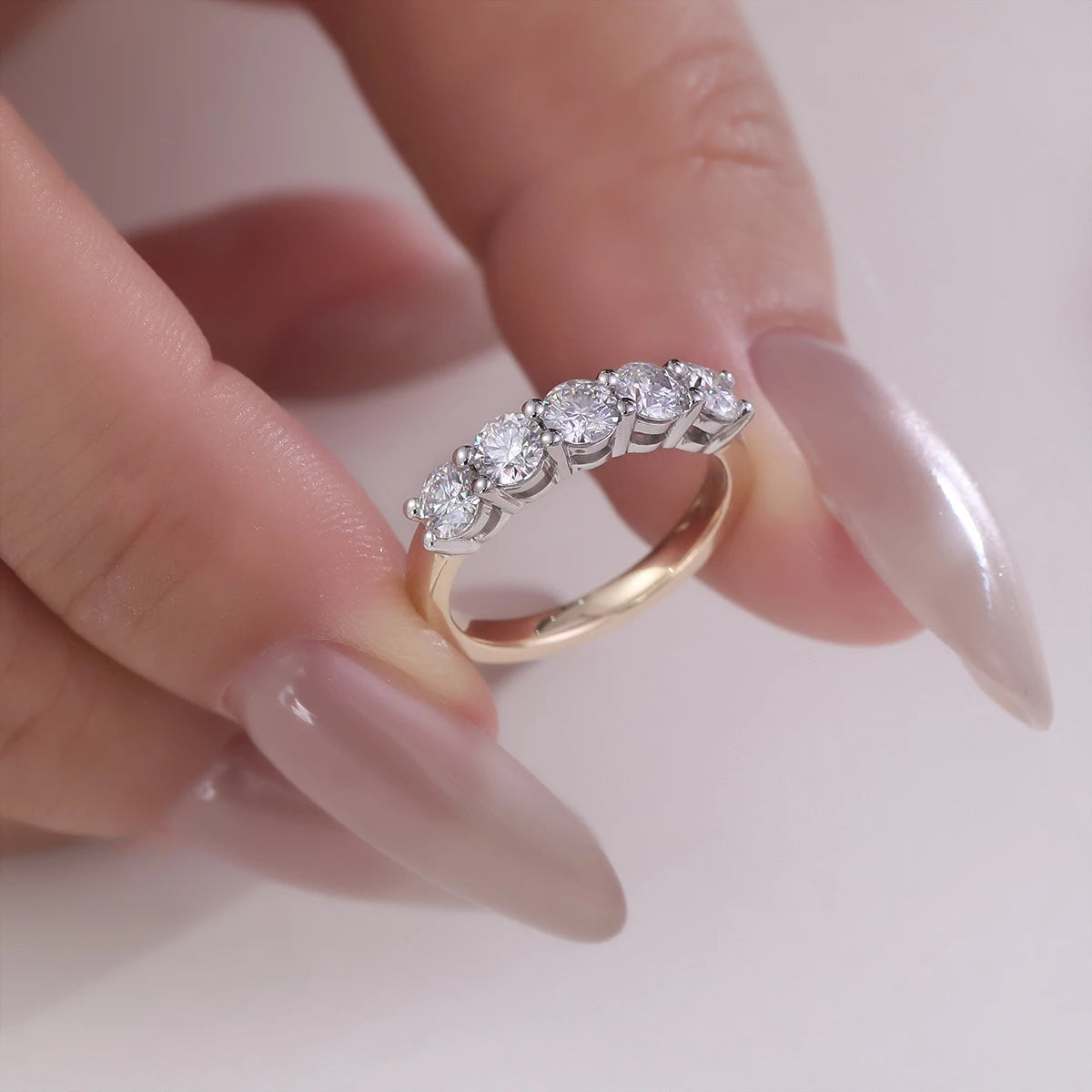 Provence Luxury Wedding rings two colour Solid Gold DEF/VS Lab Diamonds Set Minimalist Engagement band Personalized Custom