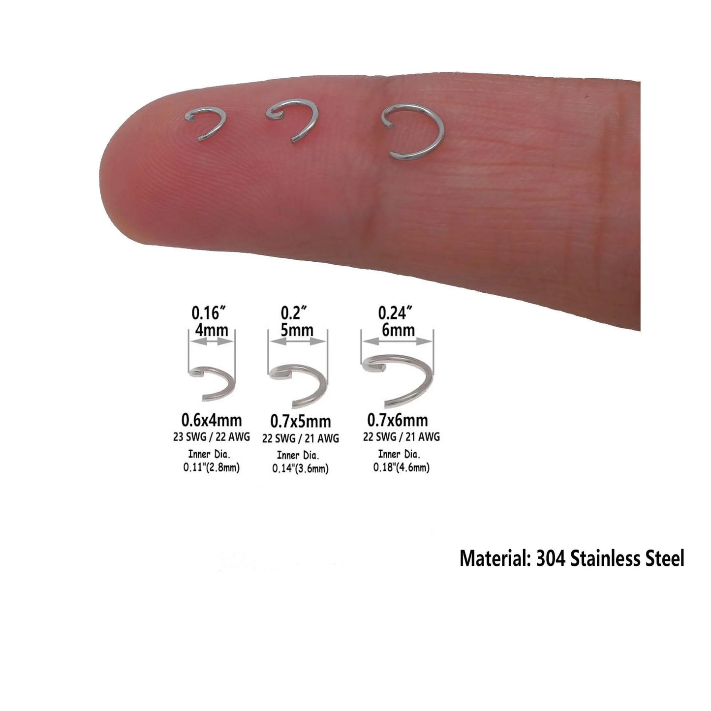 250/1000/5000PCS Stainless Steel Jump Rings 4mm 5mm 6mm 7mm 8mm 9mm 10mm 12mm 15mm Round Metal Split Opened Rings