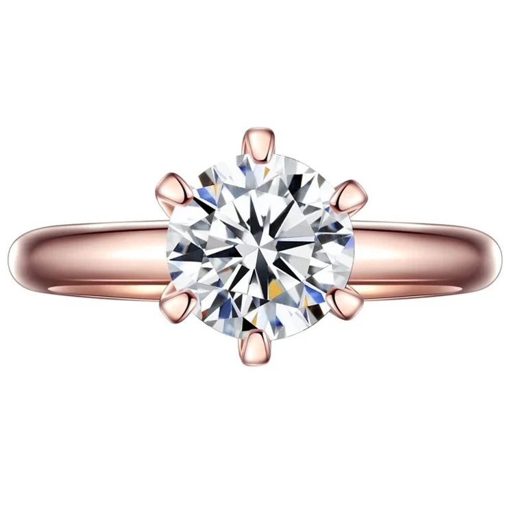D Color VVS1 EX Moissanite Ring 2ct 3ct 5ct Round Moissanite Diamond Solitaire Engagement 925 Sterling Silver Rings For Women
