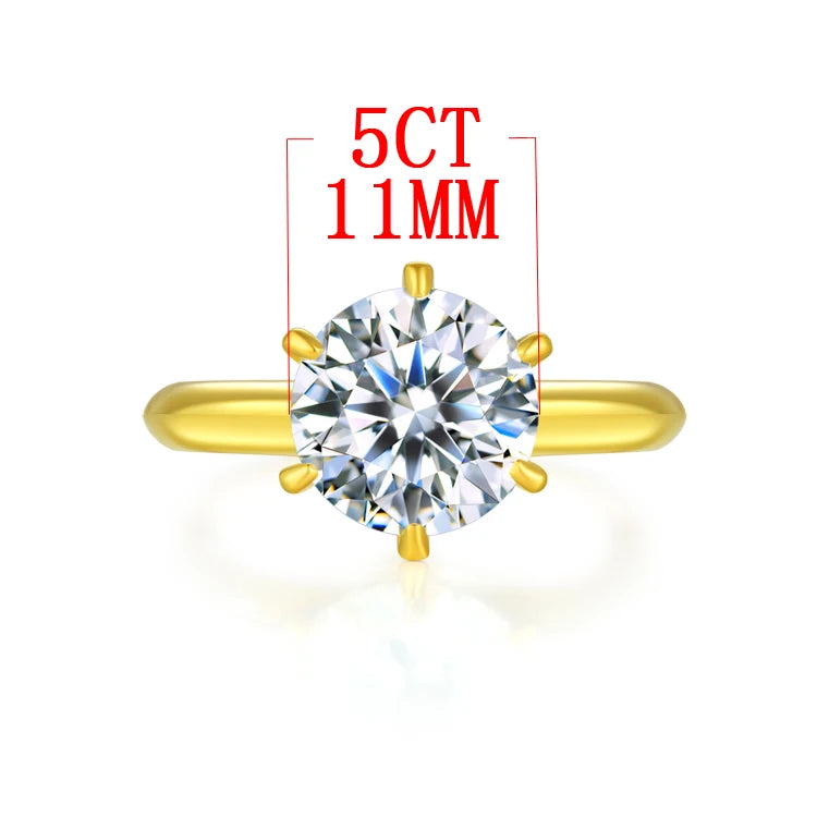 D Color VVS1 EX Moissanite Ring 2ct 3ct 5ct Round Moissanite Diamond Solitaire Engagement 925 Sterling Silver Rings For Women
