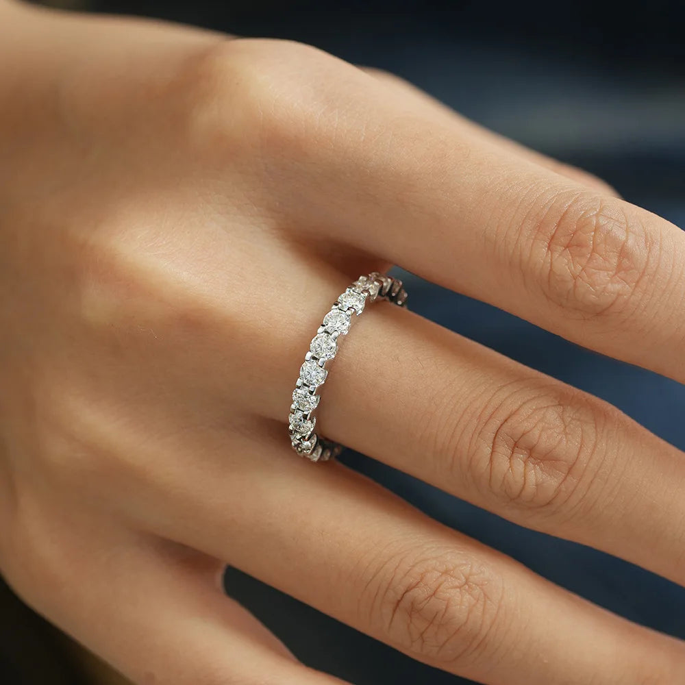 CKT 18k White Gold Rings Platinum PT950 Moissanite VVS1 D Color 2.1CT Full Circle Quality Wedding Ring for Women Referent