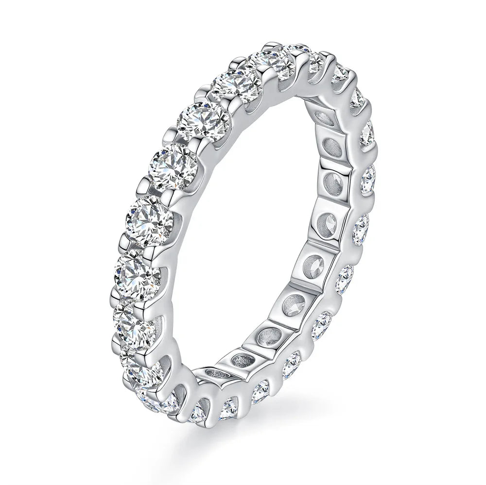 CKT 18k White Gold Rings Platinum PT950 Moissanite VVS1 D Color 2.1CT Full Circle Quality Wedding Ring for Women Referent