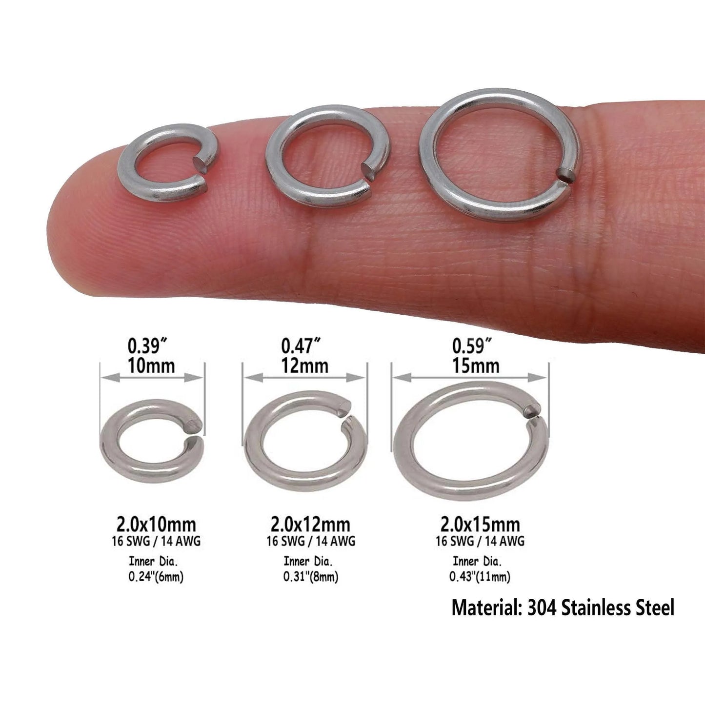 250/1000/5000PCS Stainless Steel Jump Rings 4mm 5mm 6mm 7mm 8mm 9mm 10mm 12mm 15mm Round Metal Split Opened Rings