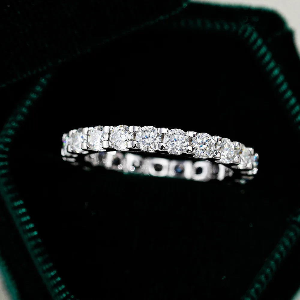 CKT 18k White Gold Rings Platinum PT950 Moissanite VVS1 D Color 2.1CT Full Circle Quality Wedding Ring for Women Referent