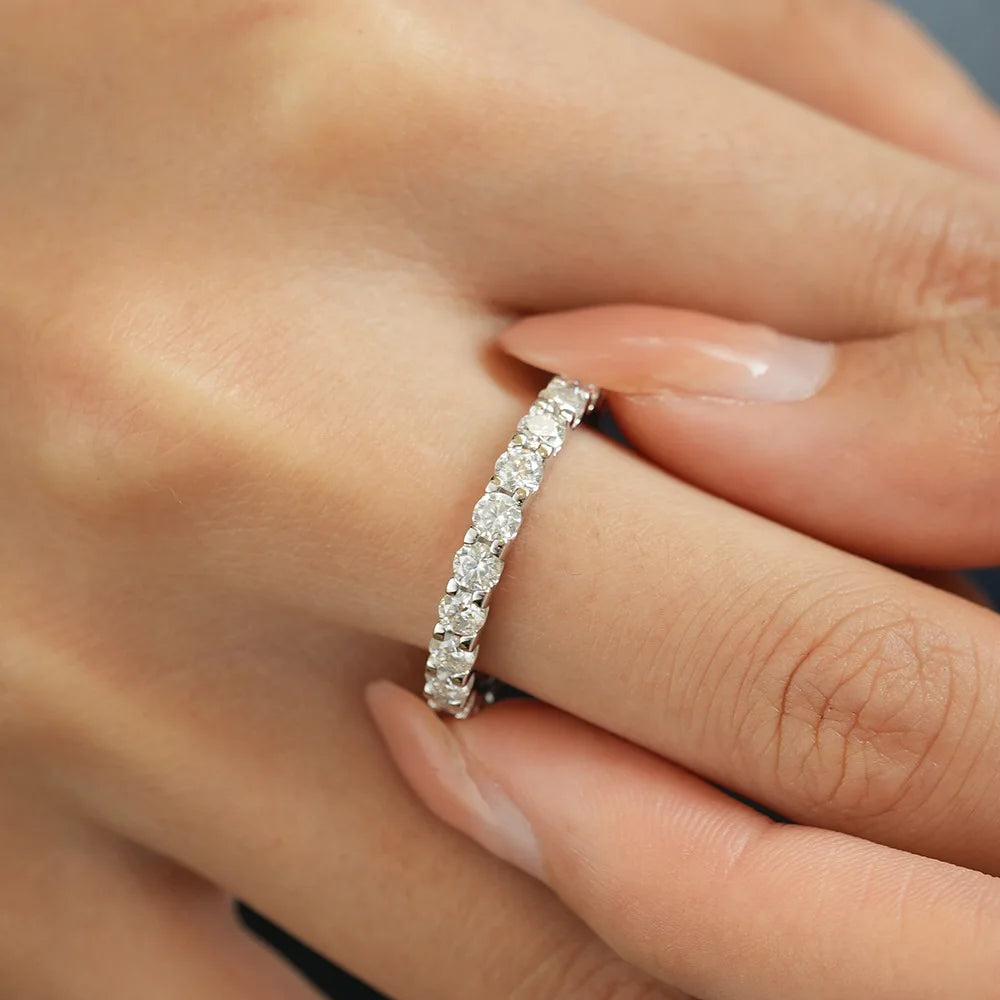 CKT 18k White Gold Rings Platinum PT950 Moissanite VVS1 D Color 2.1CT Full Circle Quality Wedding Ring for Women Referent
