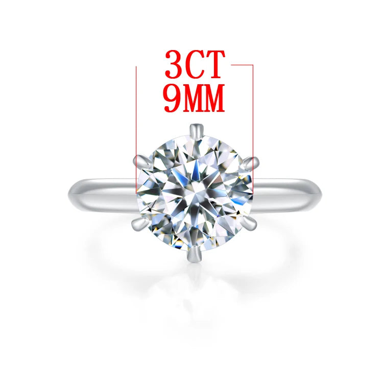 D Color VVS1 EX Moissanite Ring 2ct 3ct 5ct Round Moissanite Diamond Solitaire Engagement 925 Sterling Silver Rings For Women