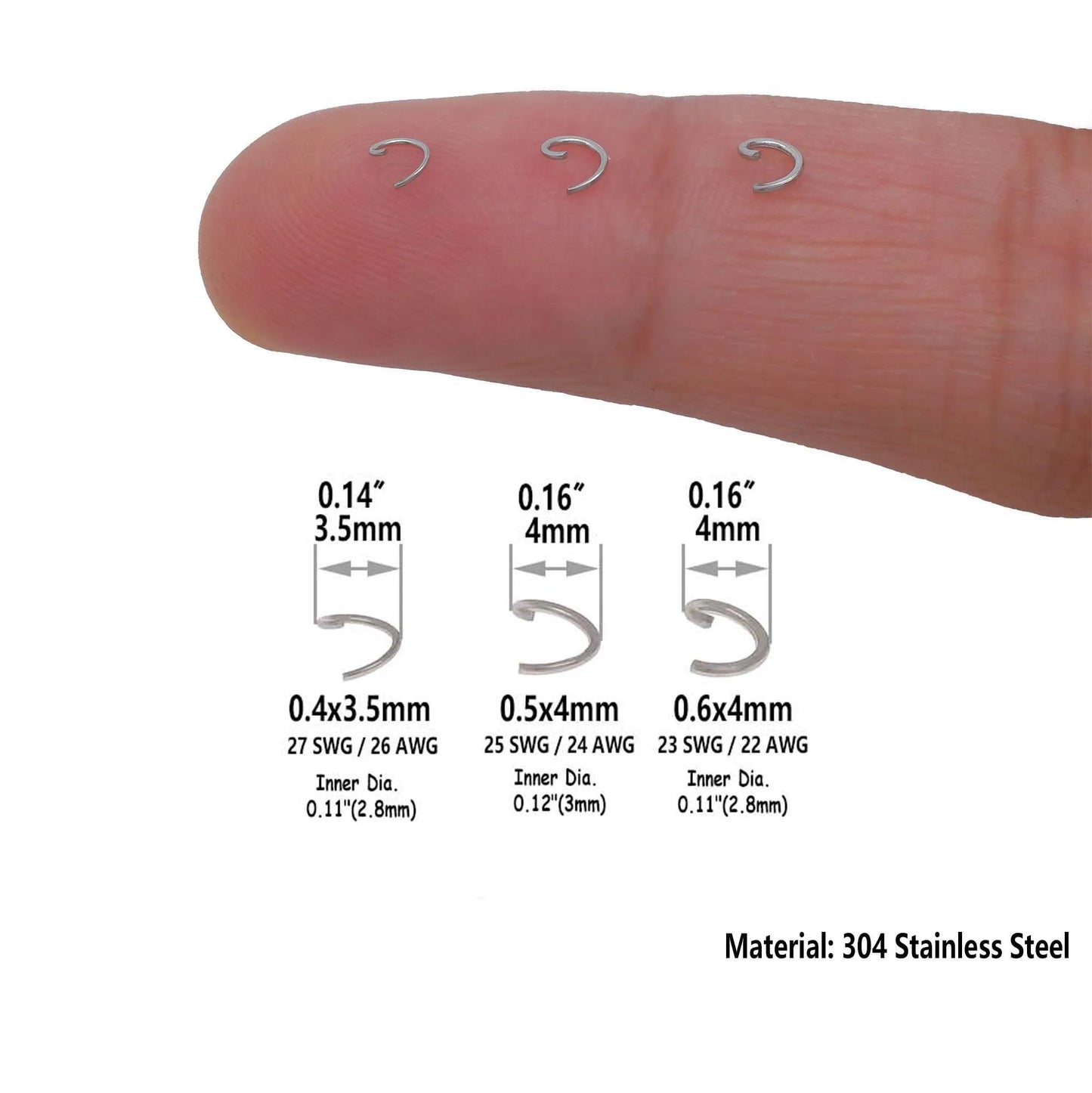 250/1000/5000PCS Stainless Steel Jump Rings 4mm 5mm 6mm 7mm 8mm 9mm 10mm 12mm 15mm Round Metal Split Opened Rings