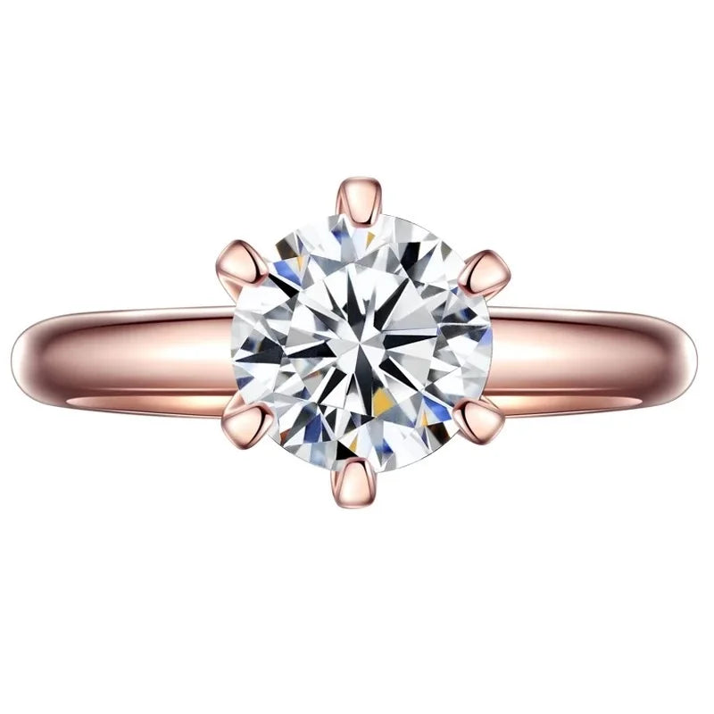 D Color VVS1 EX Moissanite Ring 2ct 3ct 5ct Round Moissanite Diamond Solitaire Engagement 925 Sterling Silver Rings For Women