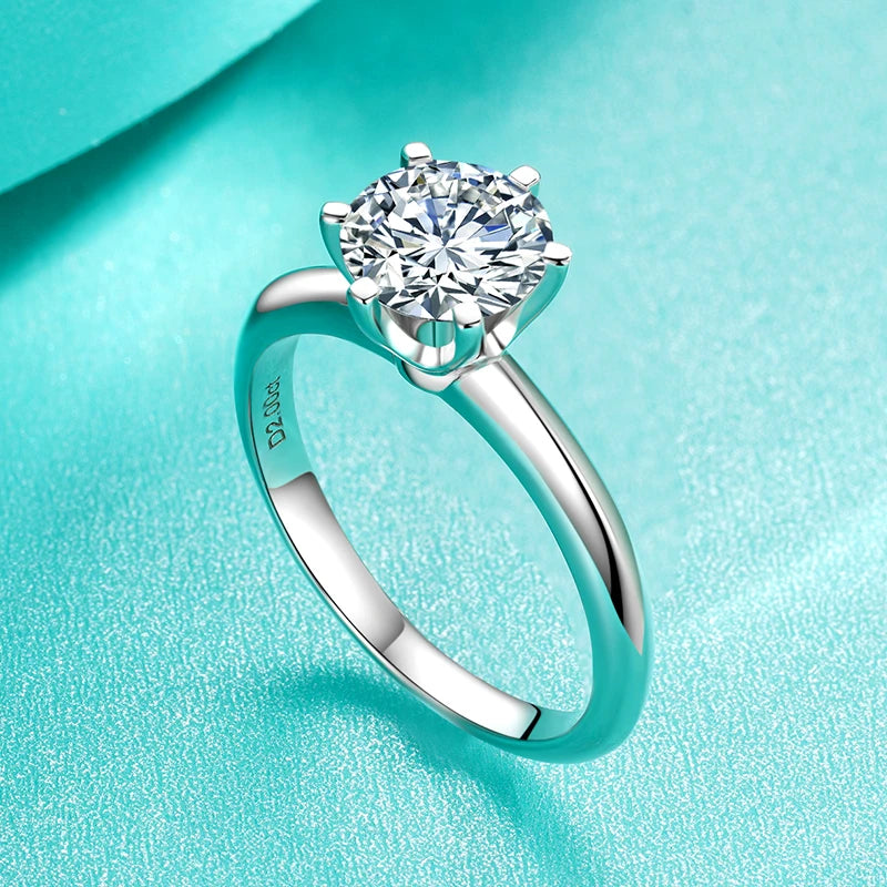 D Color VVS1 EX Moissanite Ring 2ct 3ct 5ct Round Moissanite Diamond Solitaire Engagement 925 Sterling Silver Rings For Women