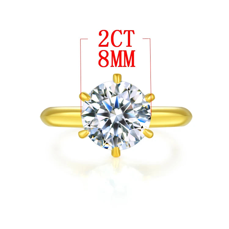 D Color VVS1 EX Moissanite Ring 2ct 3ct 5ct Round Moissanite Diamond Solitaire Engagement 925 Sterling Silver Rings For Women