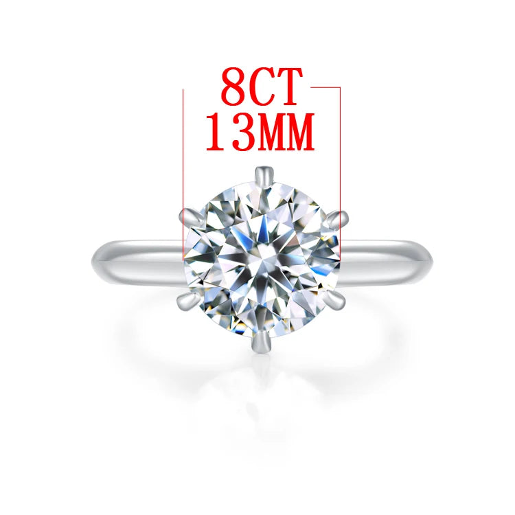 D Color VVS1 EX Moissanite Ring 2ct 3ct 5ct Round Moissanite Diamond Solitaire Engagement 925 Sterling Silver Rings For Women