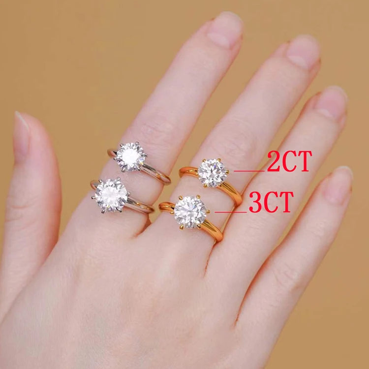 D Color VVS1 EX Moissanite Ring 2ct 3ct 5ct Round Moissanite Diamond Solitaire Engagement 925 Sterling Silver Rings For Women