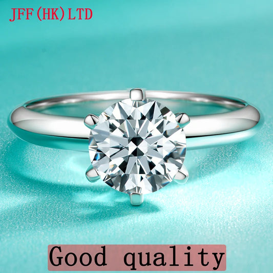 D Color VVS1 EX Moissanite Ring 2ct 3ct 5ct Round Moissanite Diamond Solitaire Engagement 925 Sterling Silver Rings For Women