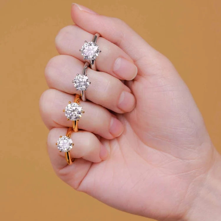 D Color VVS1 EX Moissanite Ring 2ct 3ct 5ct Round Moissanite Diamond Solitaire Engagement 925 Sterling Silver Rings For Women