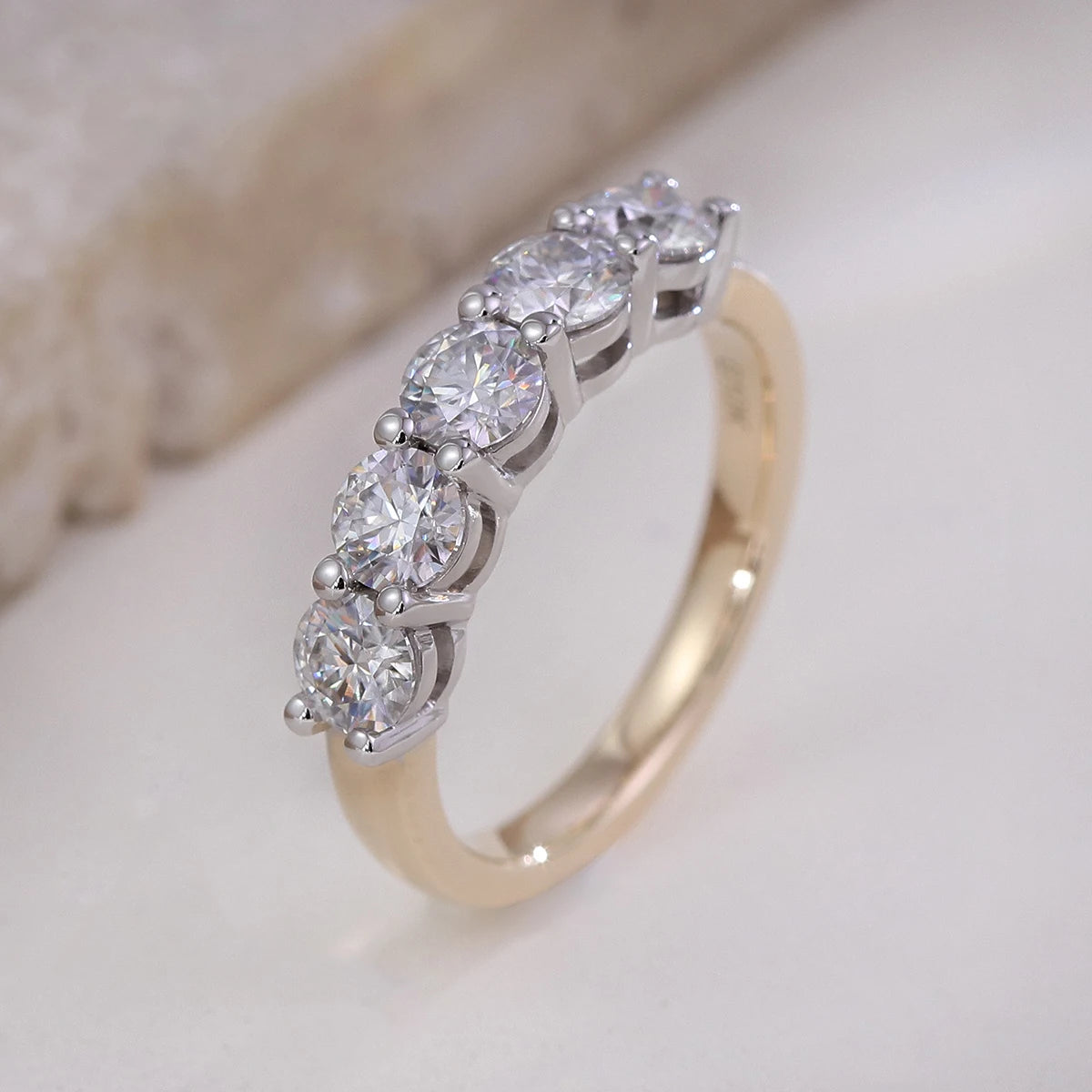 Provence Luxury Wedding rings two colour Solid Gold DEF/VS Lab Diamonds Set Minimalist Engagement band Personalized Custom