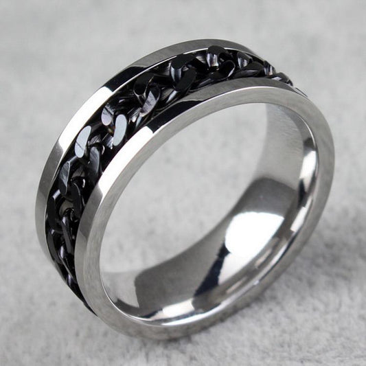 BC Jewelry Fashion Spinner Chain Ring For Men Gold & Black & Silver